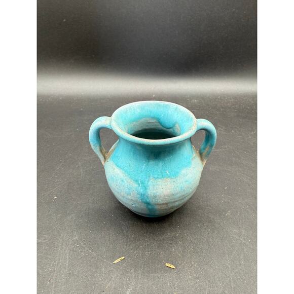 Vintage Small Blue Pottery Vase - good condition - Picture 4 of 8